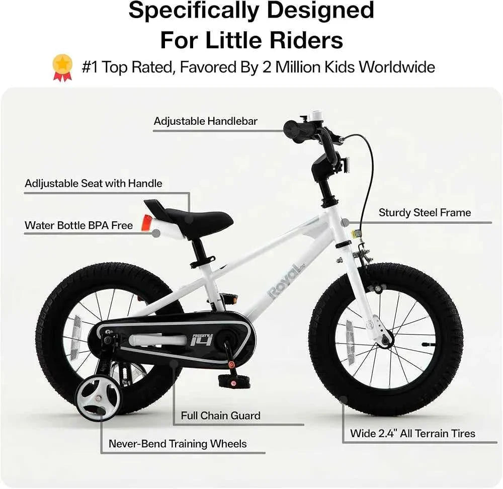 RoyalBaby 14" Kids Bicycle - Pedal Bike with Training Wheels