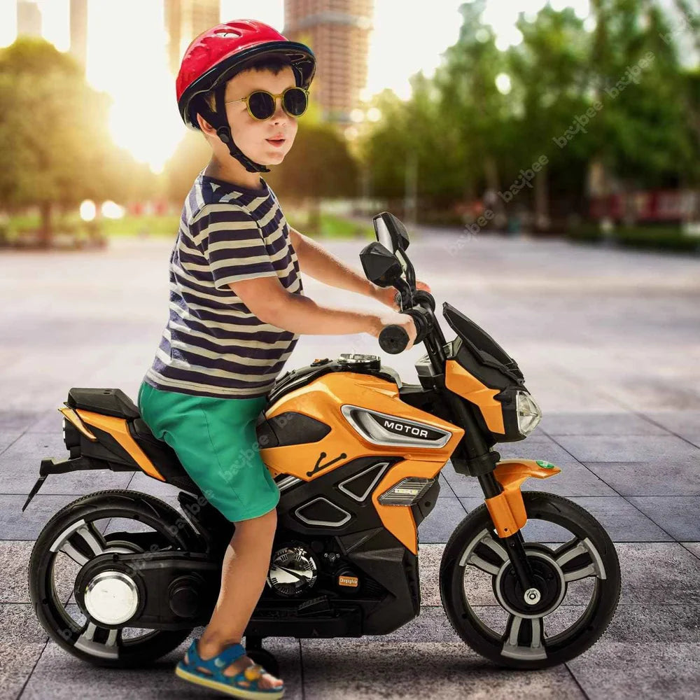BaiBee BRO170 Electric Kids Motorcycle - Realistic Ride-On Toy with LED & Music