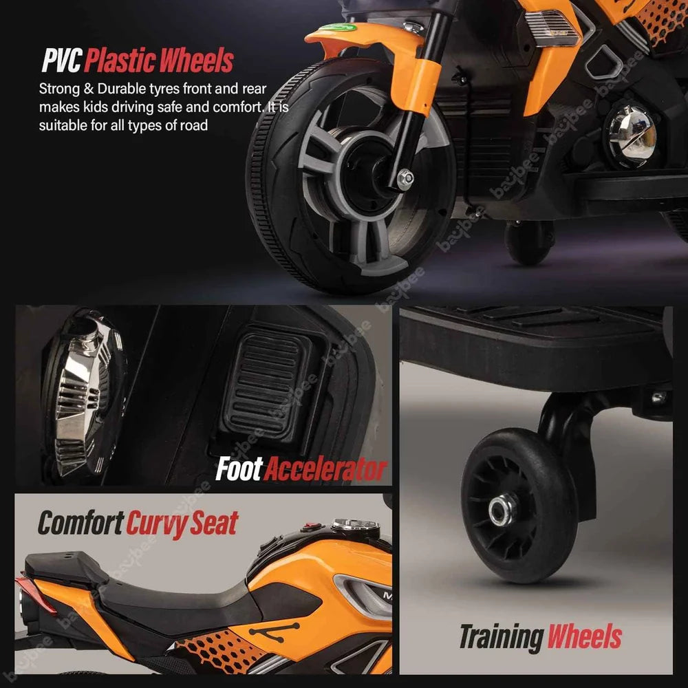 BaiBee BRO170 Electric Kids Motorcycle - Realistic Ride-On Toy with LED & Music