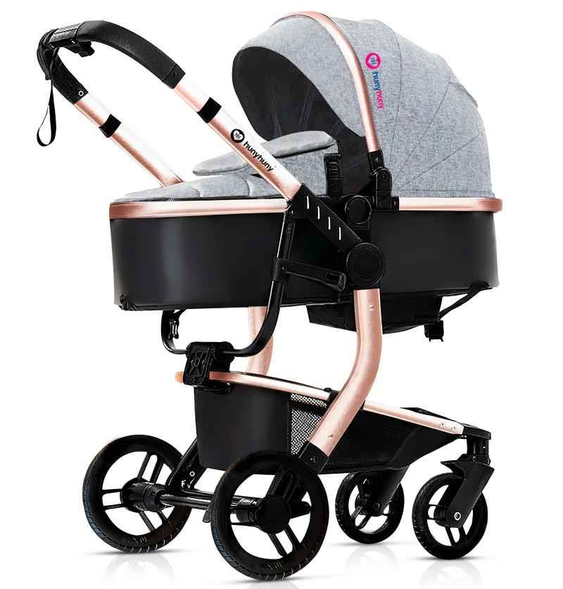 HunyHuny 3-in-1 Premium Baby Stroller System - Luxury Travel Pram with Bassinet