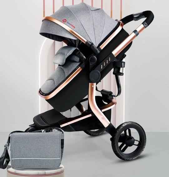 HunyHuny 3-in-1 Premium Baby Stroller System - Luxury Travel Pram with Bassinet